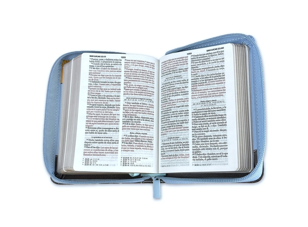 Biblia de Bolsillo con Cierre RV1960 imit café/azul abejas
