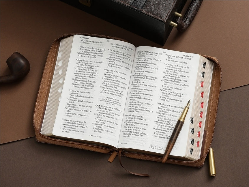 Biblia con Cierre Letra Gigante Manual 14 puntos RV1960 imit piel café con índice - Frutos del Espíritu