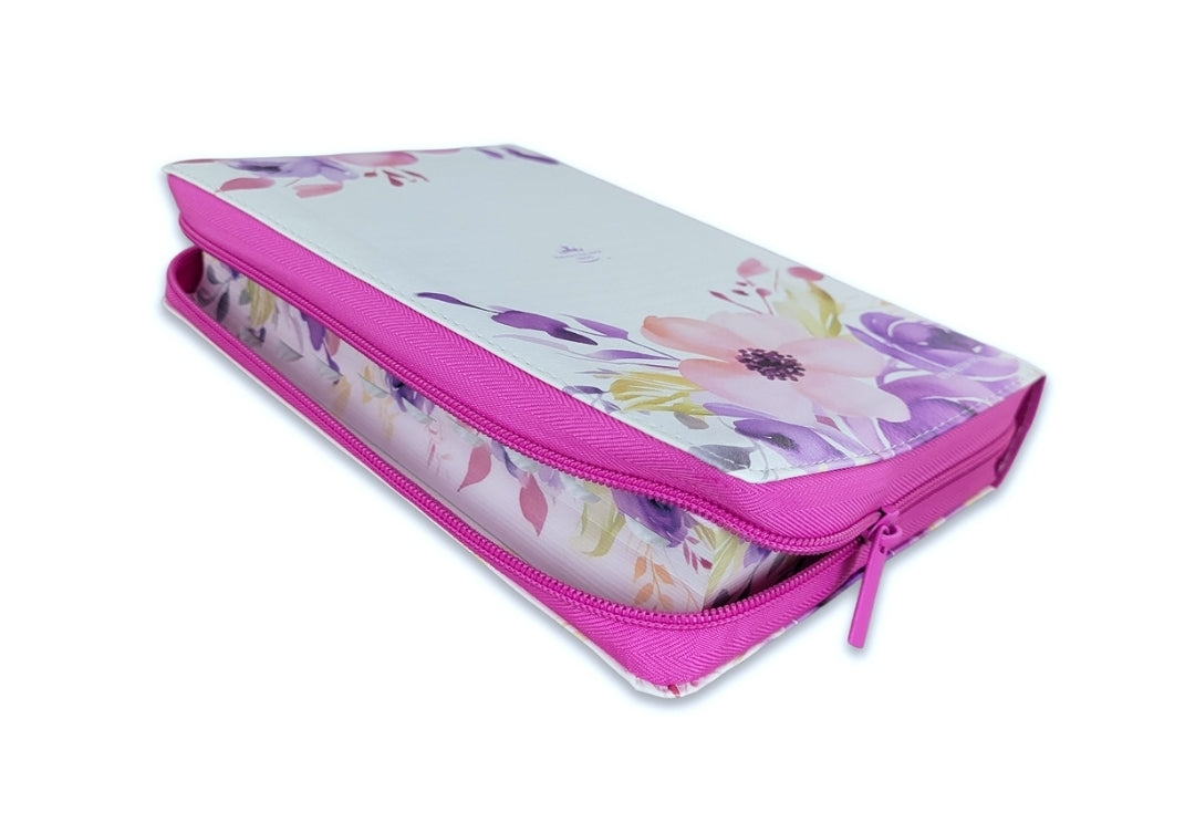 Biblia con Cierre Letra Gigante Manual 14 puntos RV1960 imit piel púrpura fantasía floral con índice y canto floral