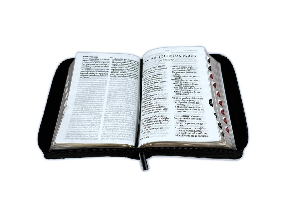 Biblia Espada con Cierre Compacta 11 puntos RV1960 imit gris y negro con índice - Hebreos 4:12