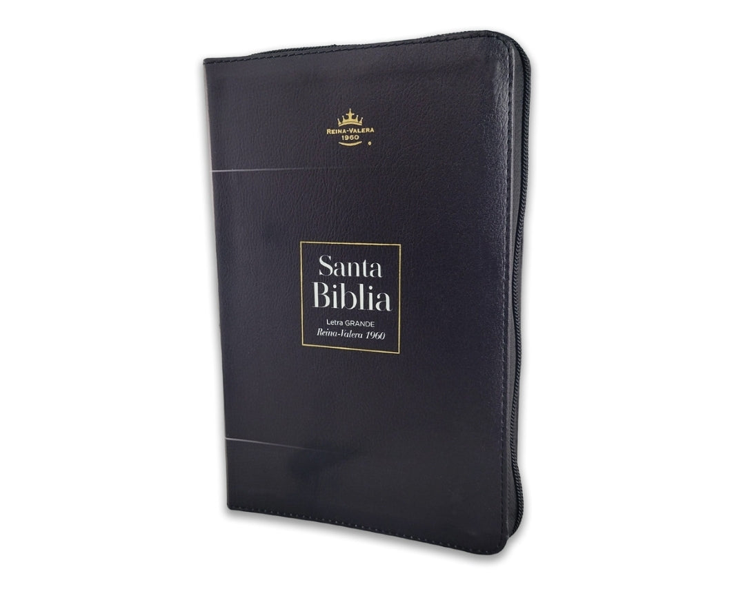 Biblia con Cierre Letra Grande 12 puntos RV1960 imit piel negro geométrico con índice
