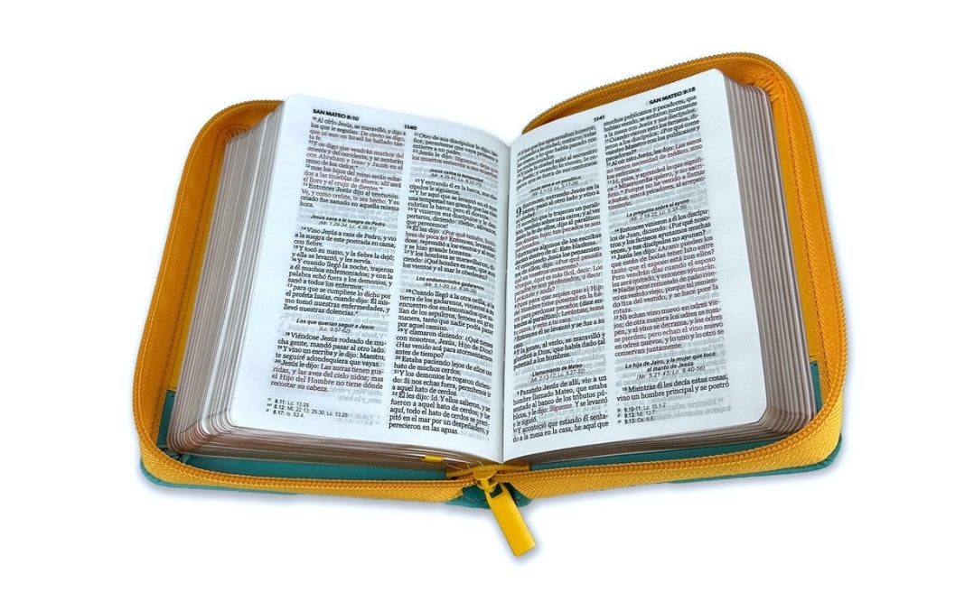 Biblia de Bolsillo con Cierre RV1960 imit amarillo/turquesa flores