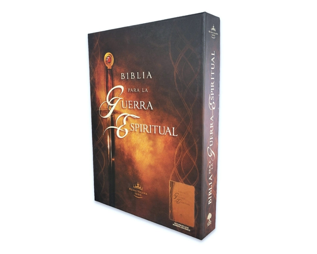 Biblia para la Guerra Espiritual RV1960, imit. piel marrón con índice