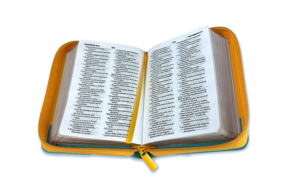 Biblia de Bolsillo con Cierre RV1960 imit amarillo/turquesa flores