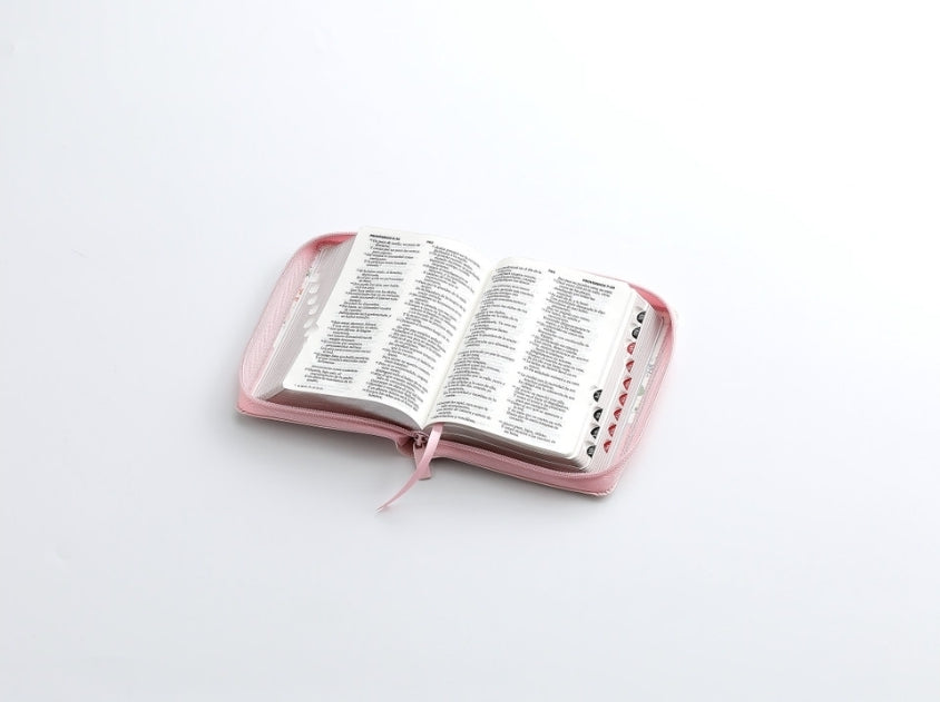 Biblia Mujer Virtuosa con Cierre Compacta 10 puntos RV1960 imit piel blanca floral con índice