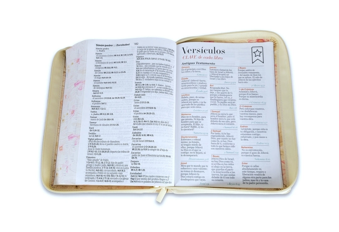 Biblia con Cierre Letra Súper Gigante 19 puntos Mediana RV1960 imit piel sabiduría con índice y canto floral