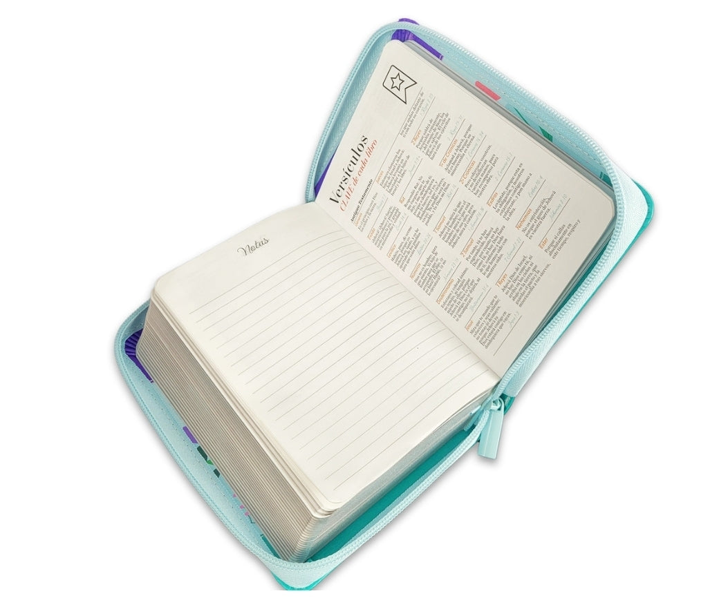 Biblia de Bolsillo con Cierre RV1960 imit piel turquesa mariposa