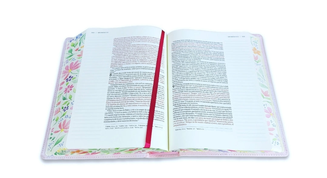 Biblia de Apuntes con Margen Amplio RV1960, tapa dura tela impresa, floreada