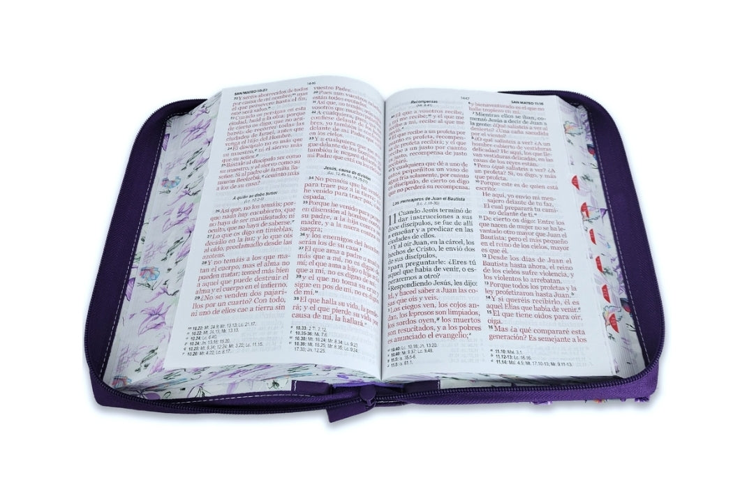 Biblia con Cierre Letra Gigante Manual 14 puntos RV1960 imit piel lila floral con índice y canto floral