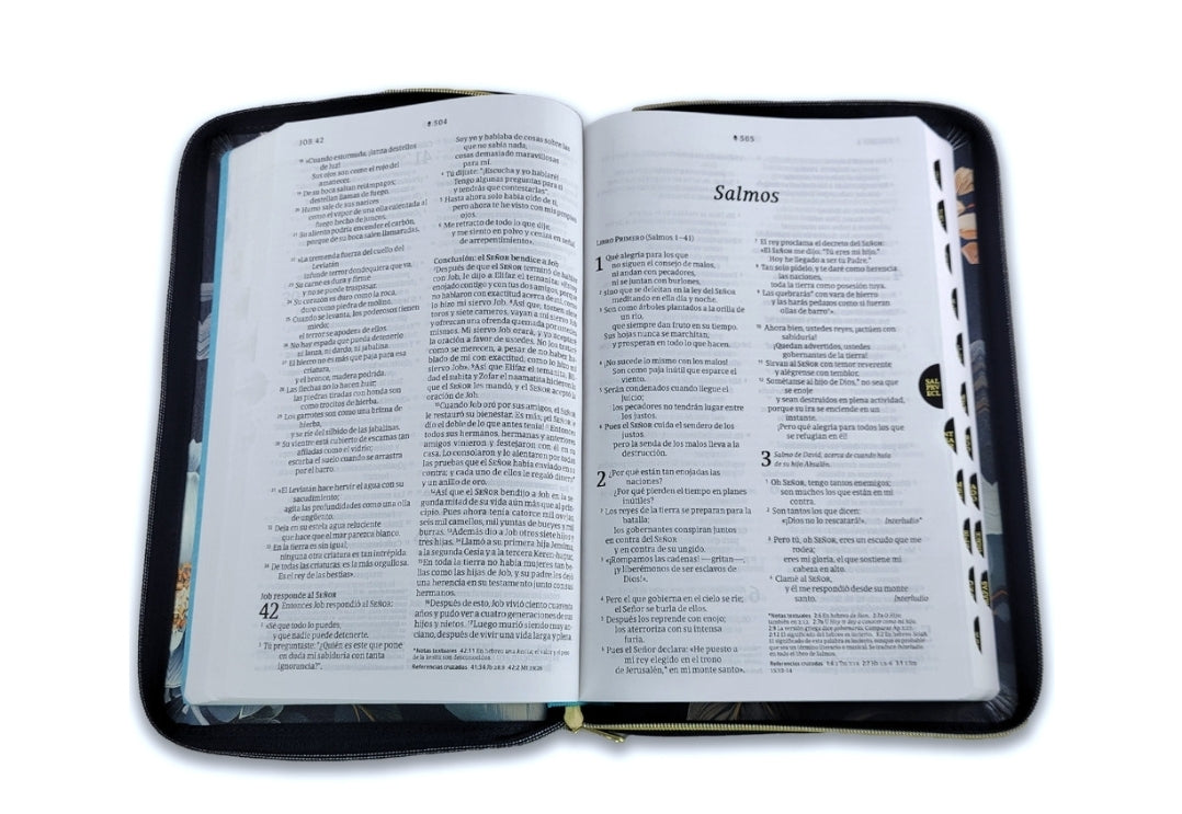 Biblia Ultrafina con Zíper NTV, sentipiel floral con índice