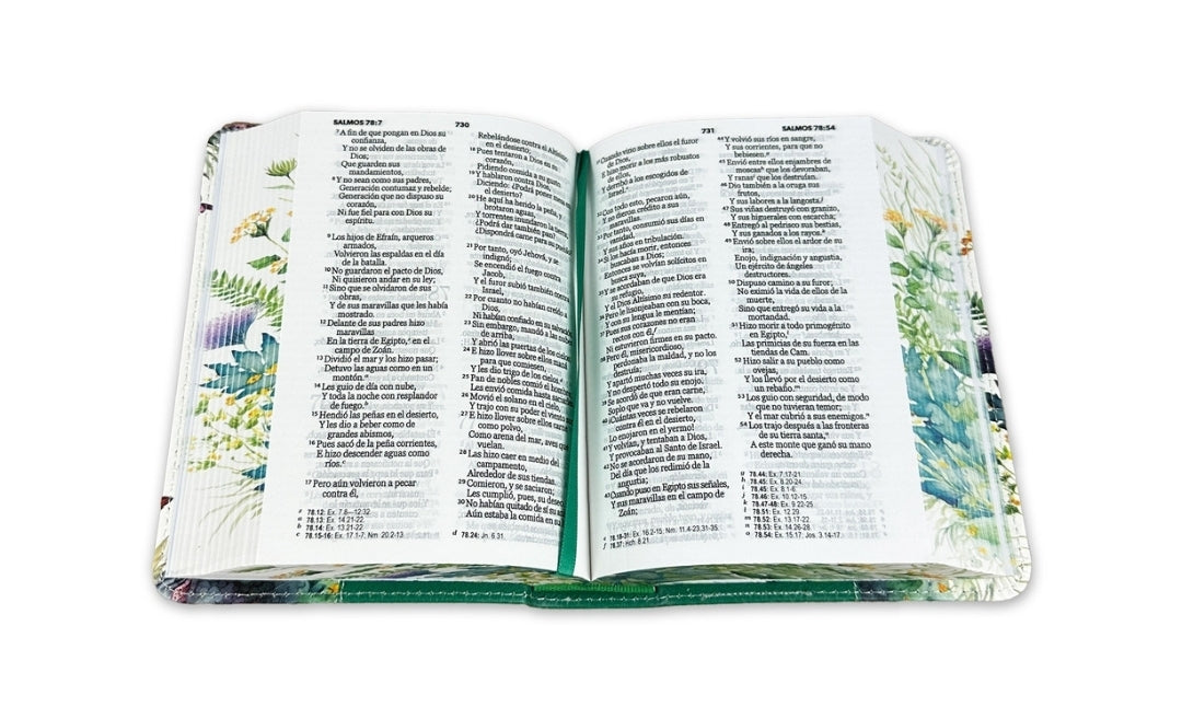 Biblia de Bolsillo RV1960 imit piel con canto floral verde