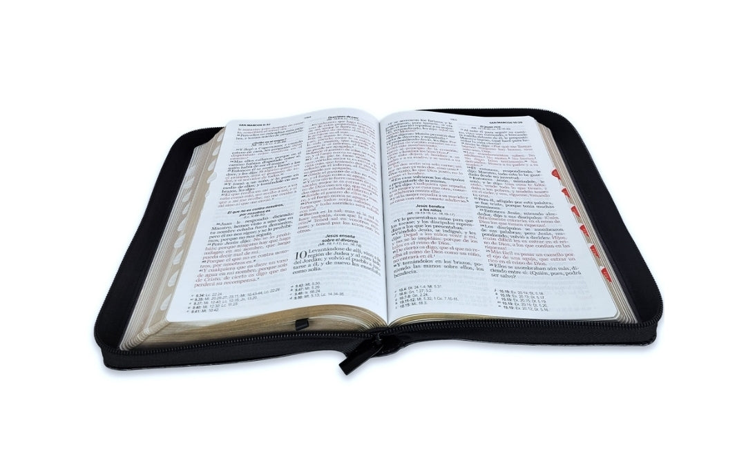 Biblia con Cierre Letra Grande 12 puntos RV1960 imit piel negro geométrico con índice
