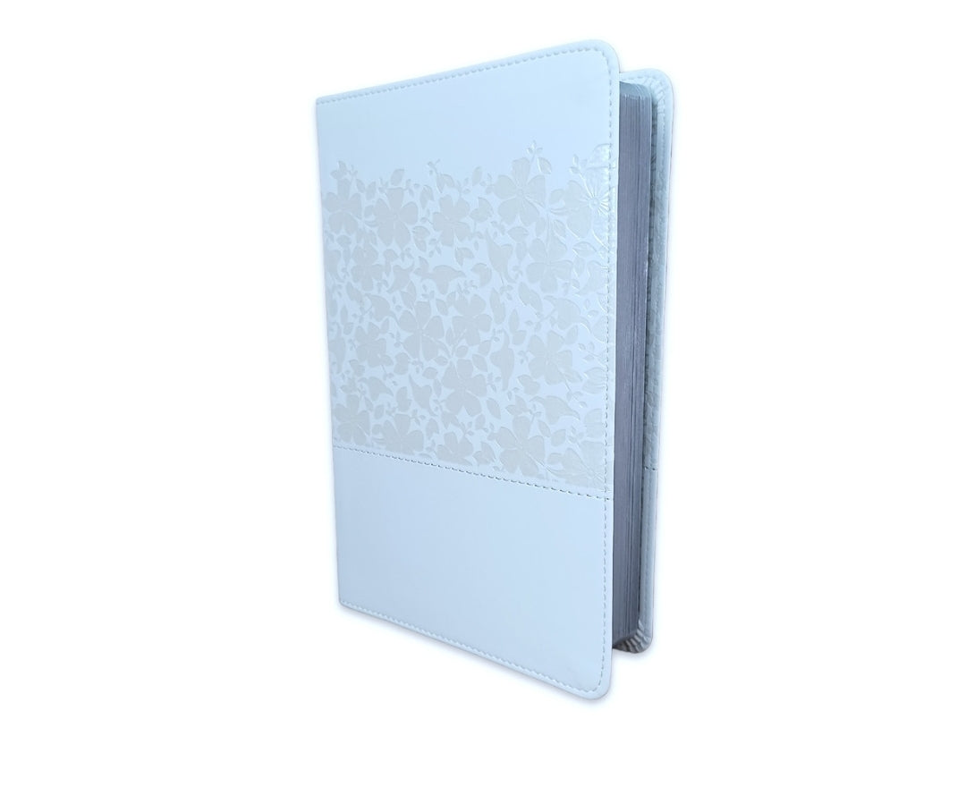 Biblia Recuerdo de Boda RV1960 imit. piel blanco floral