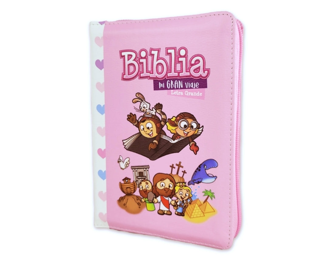 Biblia Mi Gran Viaje Compacta con Cierre RV1960 imit piel rosa con índice