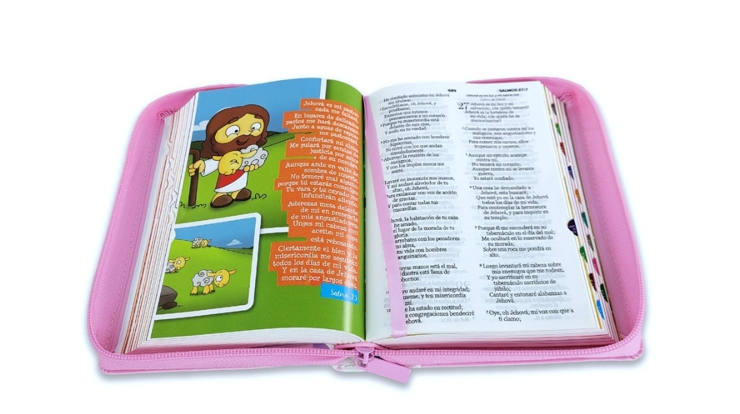 Biblia Mi Gran Viaje Compacta con Cierre RV1960 imit piel rosa con índice