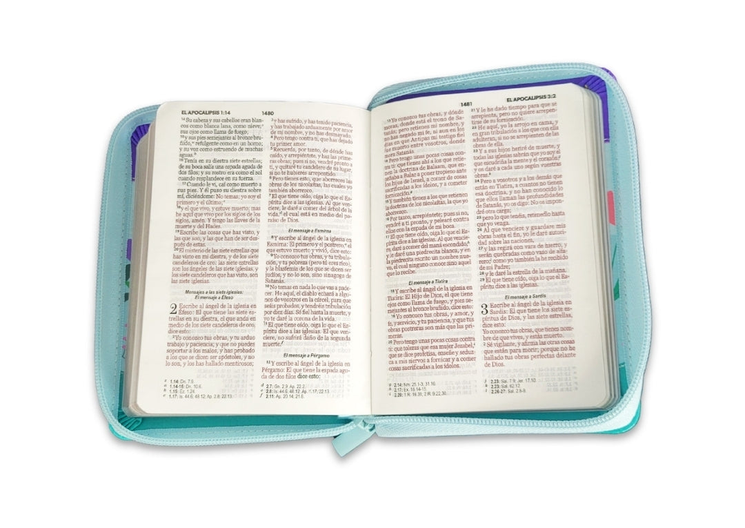 Biblia de Bolsillo con Cierre RV1960 imit piel turquesa mariposa
