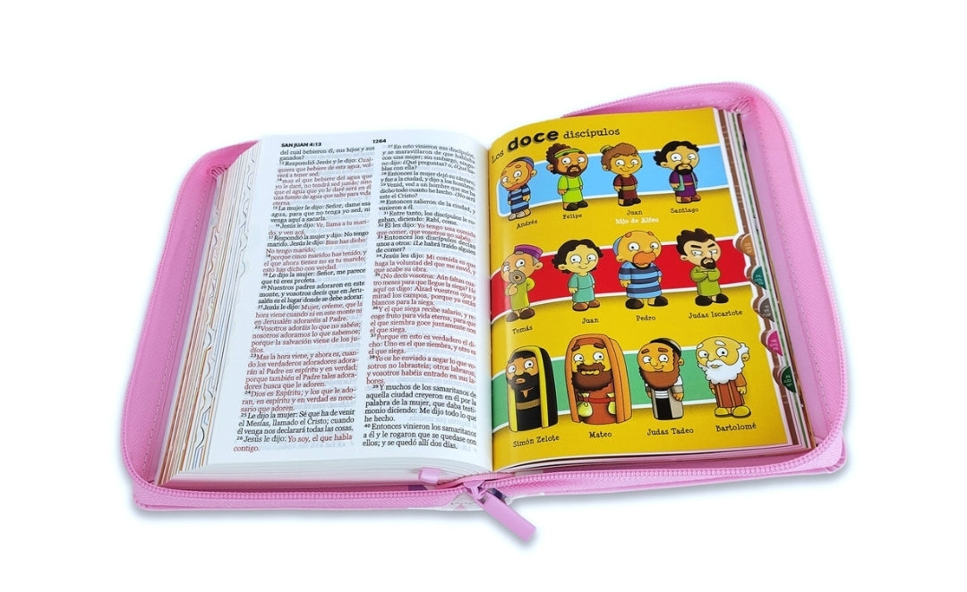 Biblia Mi Gran Viaje Compacta con Cierre RV1960 imit piel rosa con índice