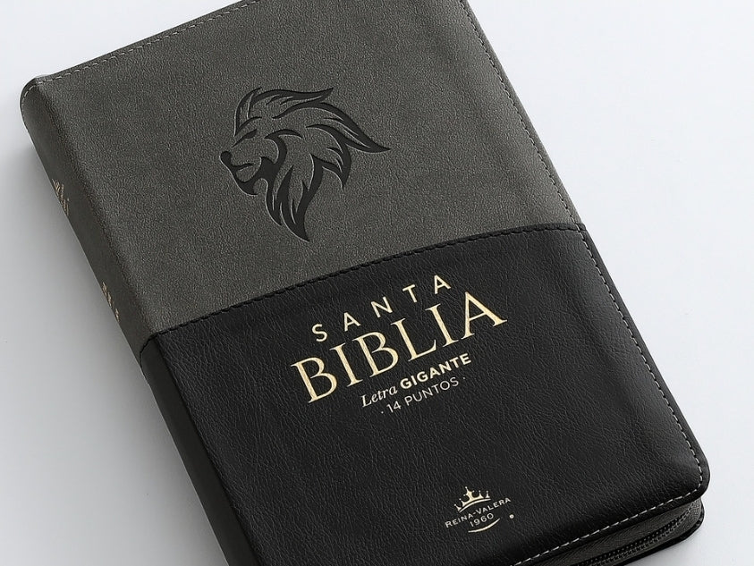 Biblia León con Cierre Letra Gigante Manual 14 puntos RV1960 imit piel negro con índice
