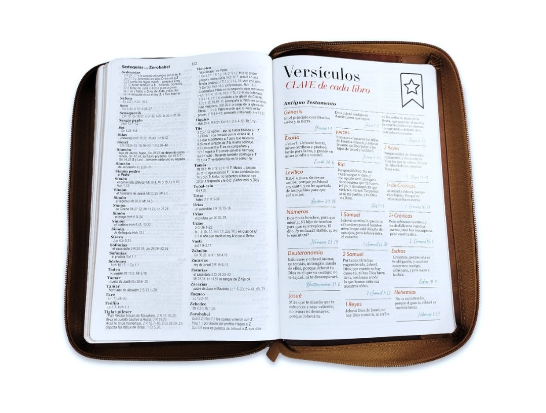 Biblia con Cierre Letra Grande 12 puntos RV1960 imit piel café ichtus con índice