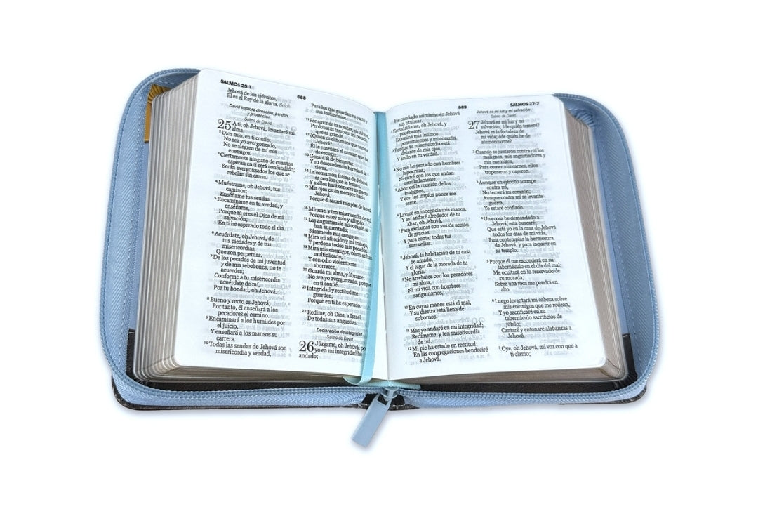 Biblia de Bolsillo con Cierre RV1960 imit café/azul abejas