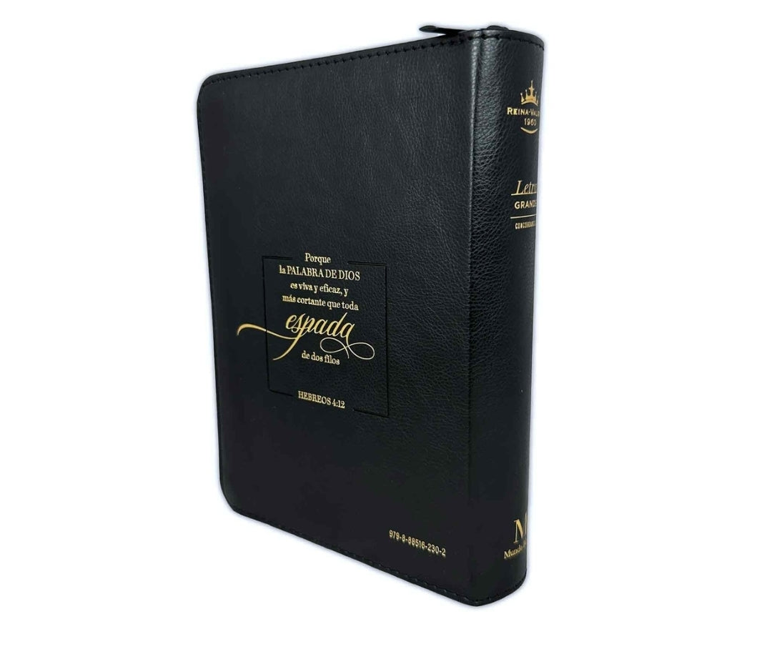 Biblia Espada con Cierre Compacta 11 puntos RV1960 imit gris y negro con índice - Hebreos 4:12