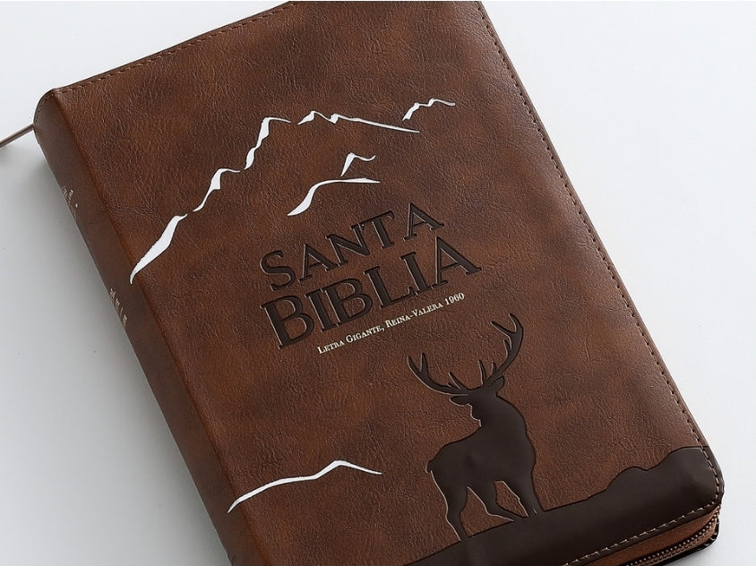 Biblia con Cierre Letra Gigante Manual 14 puntos RV1960 imit piel café con índice - Como el ciervo brama