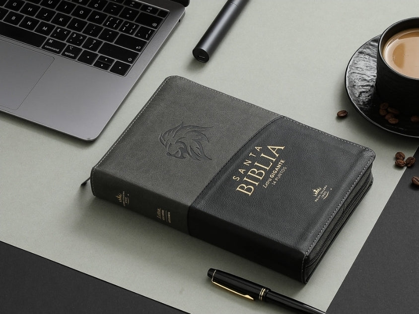 Biblia León con Cierre Letra Gigante Manual 14 puntos RV1960 imit piel negro con índice