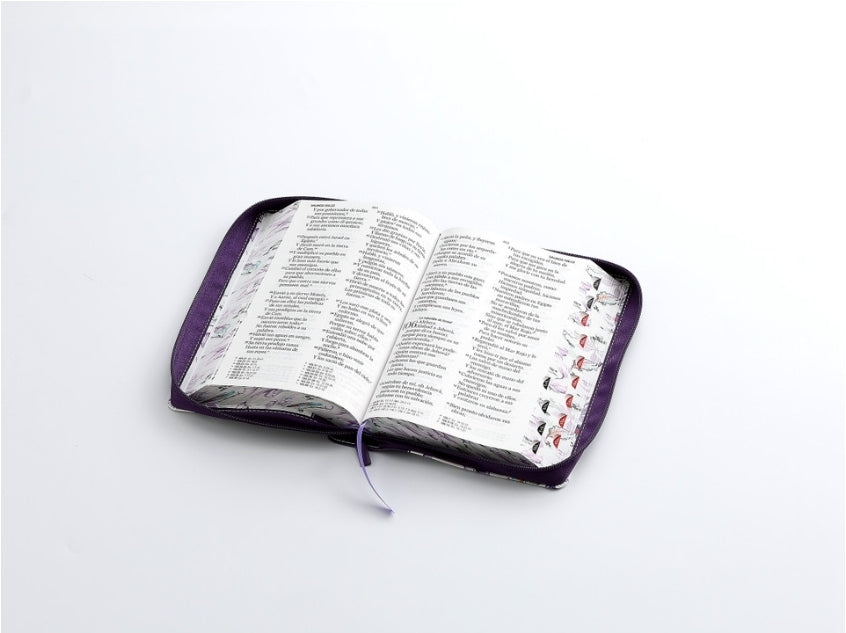 Biblia con Cierre Letra Gigante Manual 14 puntos RV1960 imit piel lila floral con índice y canto floral