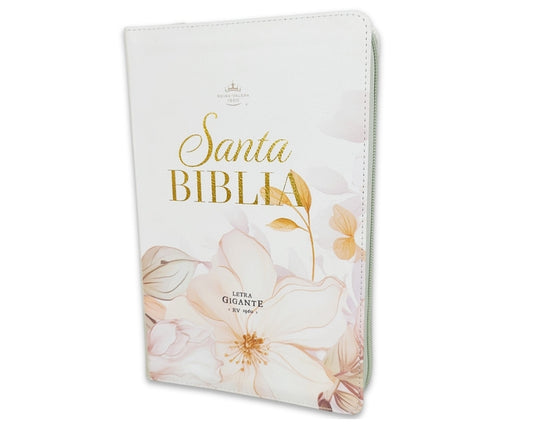 Biblia con Cierre Letra Gigante Manual 14 puntos RV1960 imit piel verde menta fantasía floral con índice y canto floral