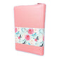 Biblia con Cierre Letra Grande 12 puntos para Mujer RV1960 imit. piel salmon floral con índice y canto mariposa