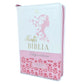 Biblia con Cierre Letra Grande 12 puntos RV1960 imit piel floral rosa y blanco con índice y canto floral - Mujer Virtuosa