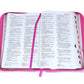 Biblia con Cierre Letra Grande 12 puntos RV1960 imit. floral fucsia con índice