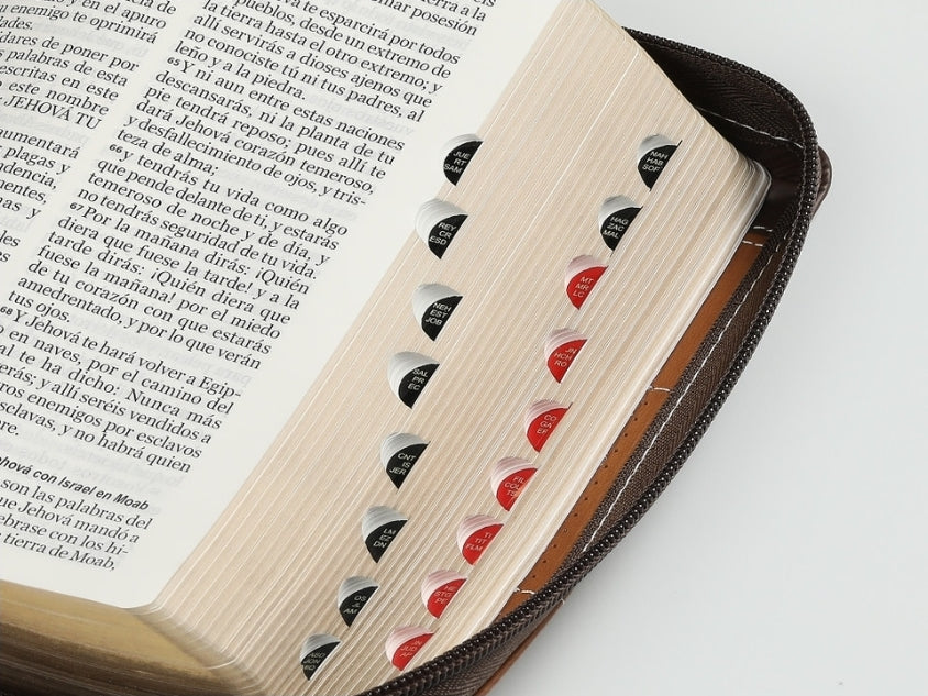 Biblia con Cierre Compacta 11 puntos RV1960 imit duotono café y marrón con índice