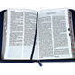 Biblia con Cierre Letra Gigante Manual 14 puntos RV1960 imit duotono azul y café con índice - Examíname, oh Dios