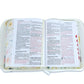 Biblia con Cierre compacta 12 puntos RV1960, imit piel blanco flores con índice y canto floral