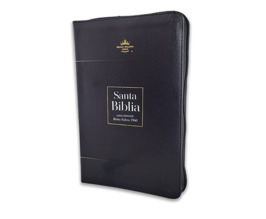 Biblia con Cierre Letra Grande 12 puntos RV1960 imit piel negro geométrico con índice