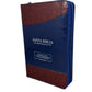 Biblia con Cierre Letra Gigante Manual 14 puntos RV1960 imit duotono azul y café con índice - Examíname, oh Dios