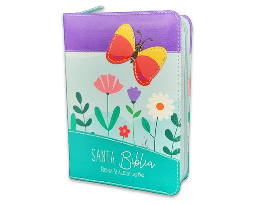 Biblia de Bolsillo con Cierre RV1960 imit piel turquesa mariposa