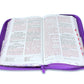 Biblia con Cierre Letra Grande 12 puntos para Mujer RV1960 imit. piel lila floral con índice y canto floral lila