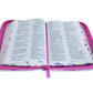 Biblia con Cierre Letra Gigante Manual 14 puntos RV1960 imit piel púrpura fantasía floral con índice y canto floral