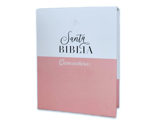 Biblia Quinceañera con Cierre y con Caja de Regalo RV1960 imit. piel rosa plateado con índice