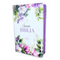 Biblia con Cierre Letra Gigante Manual 14 puntos RV1960 imit piel flores púrpura con índice y canto floral
