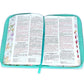 Biblia con Cierre Letra Grande 12 puntos RV1960 imit. piel floral/mariposas turquesa con índice y canto floral