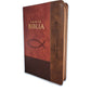Biblia con Cierre Letra Grande 12 puntos RV1960 imit piel café ichtus con índice