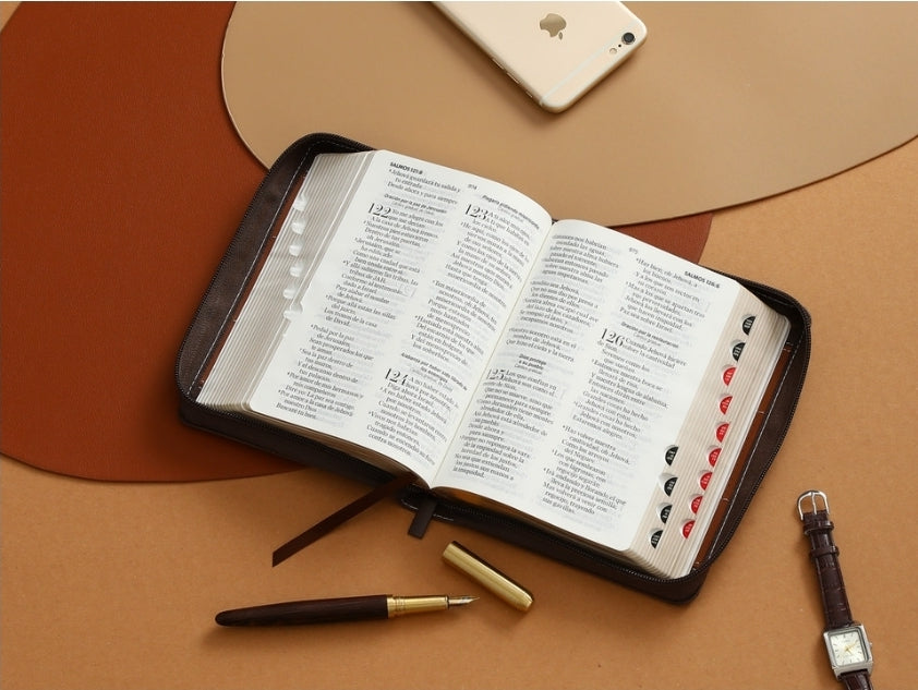 Biblia con Cierre Compacta 11 puntos RV1960 imit duotono café y marrón con índice
