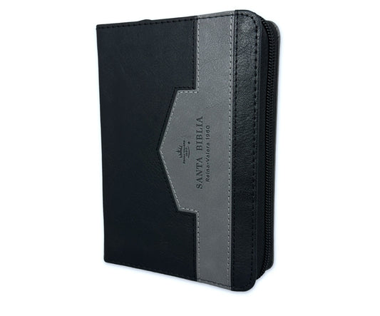 Biblia de Bolsillo con Cierre RV1960 imit piel negro/gris con índice