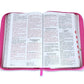 Biblia con Cierre Letra Grande 12 puntos RV1960 imit. floral fucsia con índice