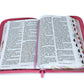 Biblia con Cierre Letra Grande 12 puntos RV1960 imit. piel rosa pajaro floral con índice y canto pintado primaveral rosado