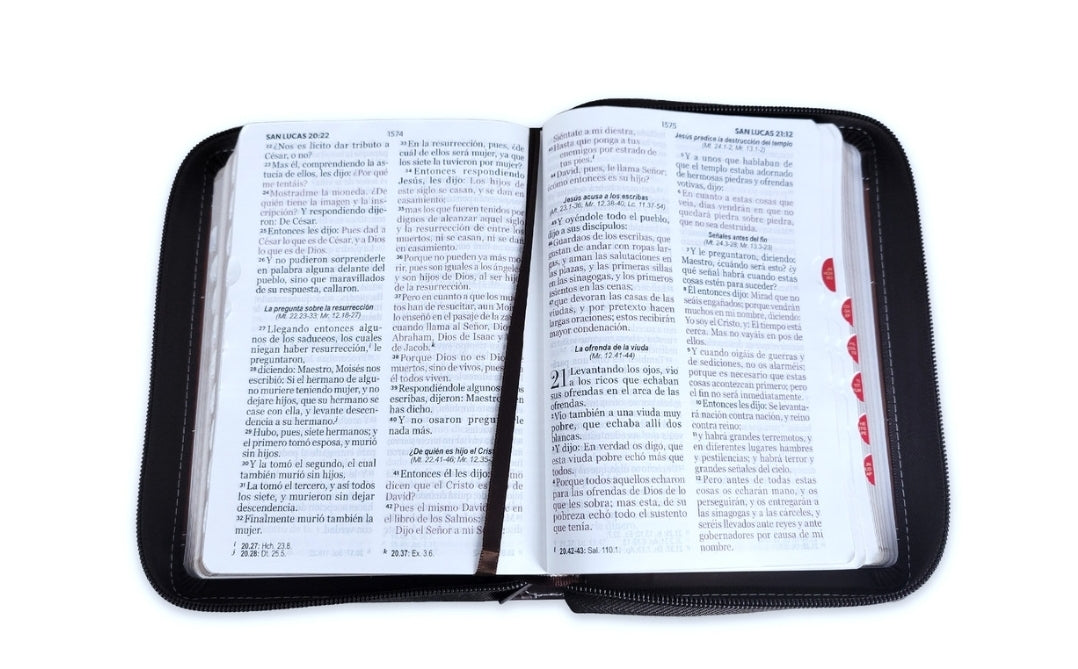 Biblia con Cierre Compacta 11 puntos RV1960 imit duotono café y marrón con índice