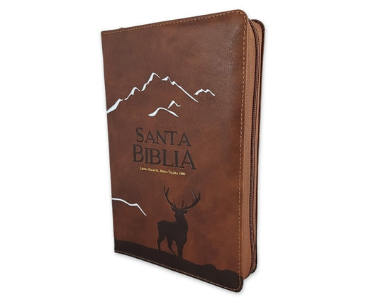 Biblia con Cierre Letra Gigante Manual 14 puntos RV1960 imit piel café con índice - Como el ciervo brama